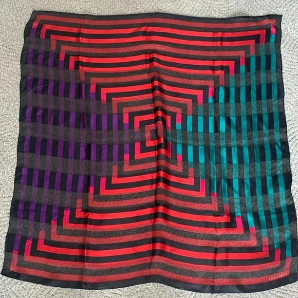 Ellen tracy scarf black purple red and green - Picture 1 of 4